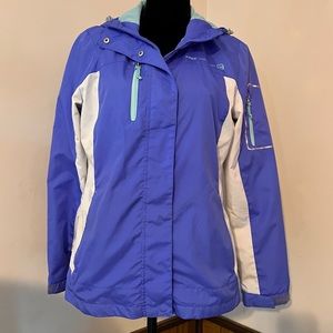 Free Country Athletx purplish blue rain jacket. Ladies’ Medium.EUC & smoke-free.